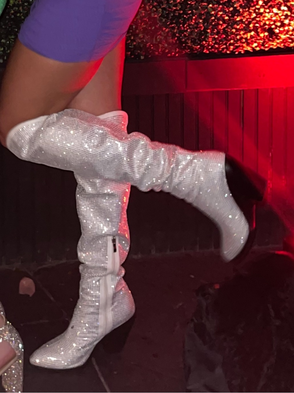 Women’s Sparkle Over-the-Knee Boots - White